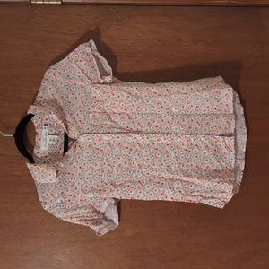 H&M L.O.G.G. Cotton Floral Short Sleeve Top SZ 6